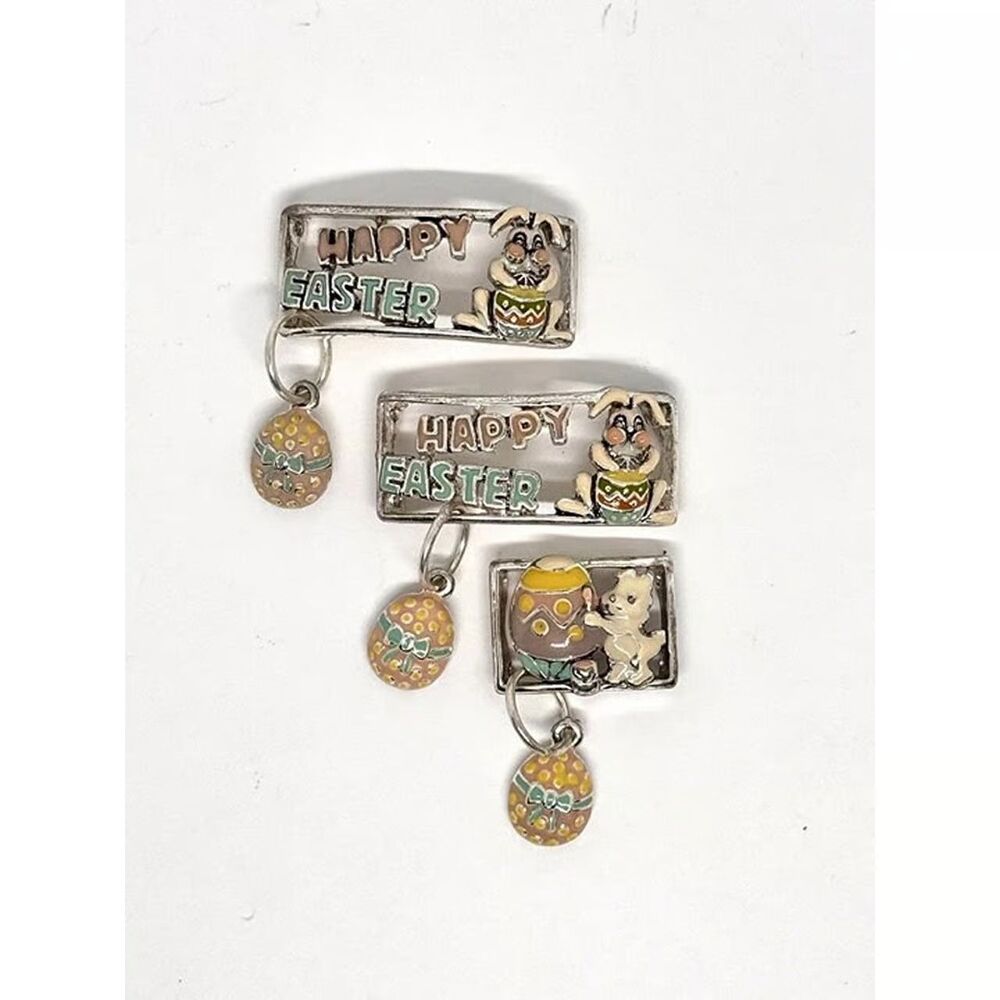 3pcs Beads for Jewelry #20481 Enamel Easter Slider Charm